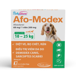 Viên uống AFO-MODEX diệt ve, bọ chét, rận, trị ghẻ Demodex/Sarcoptes (Hộp 4 viên)