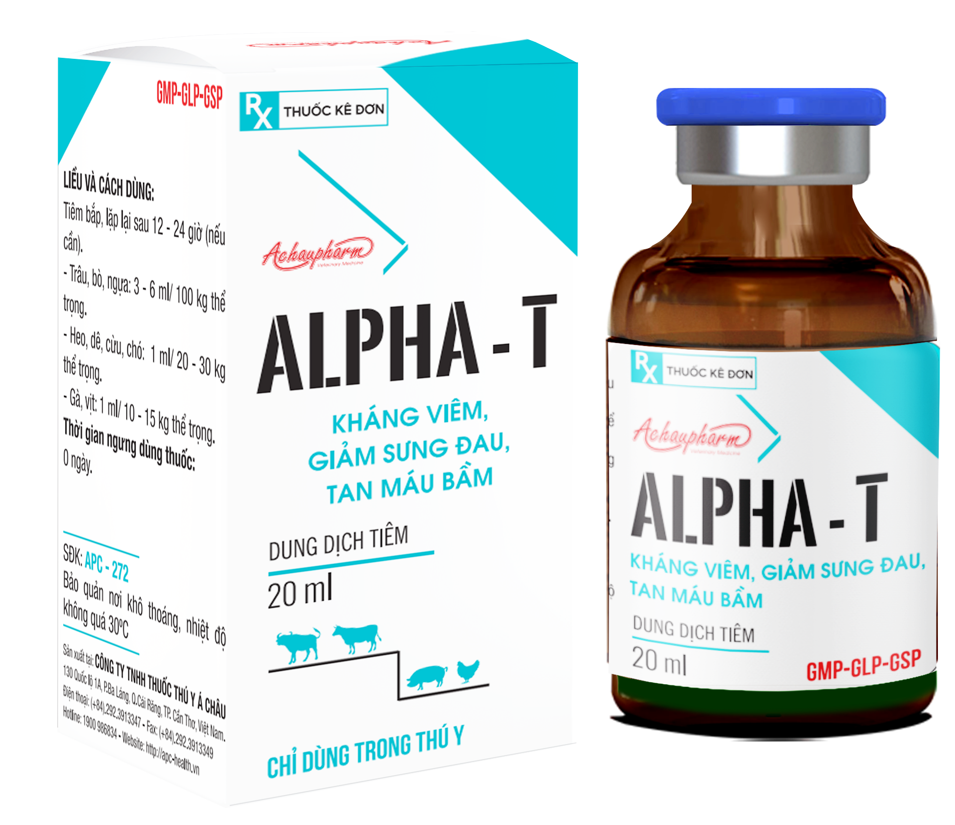 Thuốc tiêm ALPHA-T kháng viêm, giảm sưng đau, tan máu bầm (20ml, 100ml)