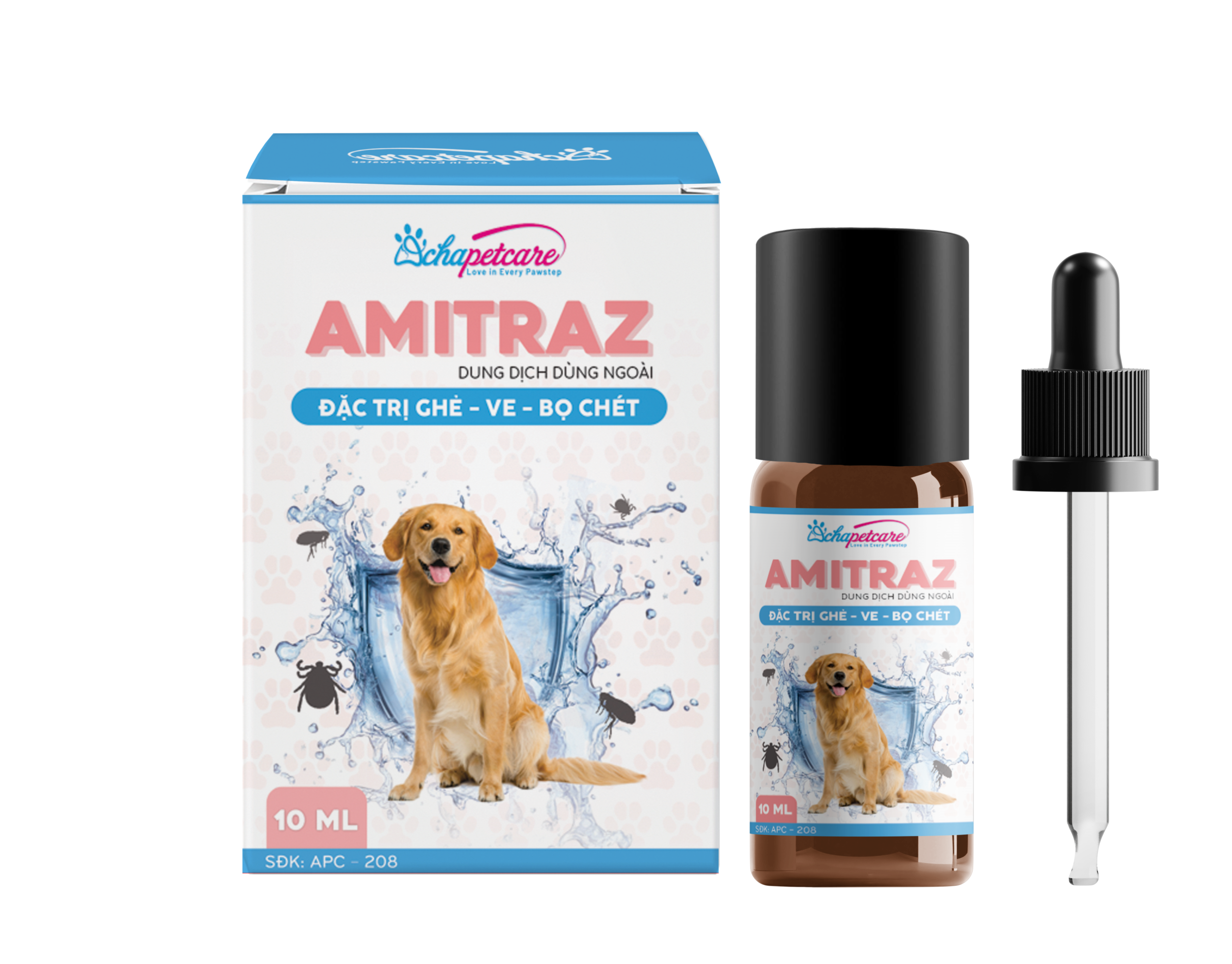 Dung dịch dùng ngoài AMITRAZ đặc trị ghẻ, ve, bọ chét (10ml)
