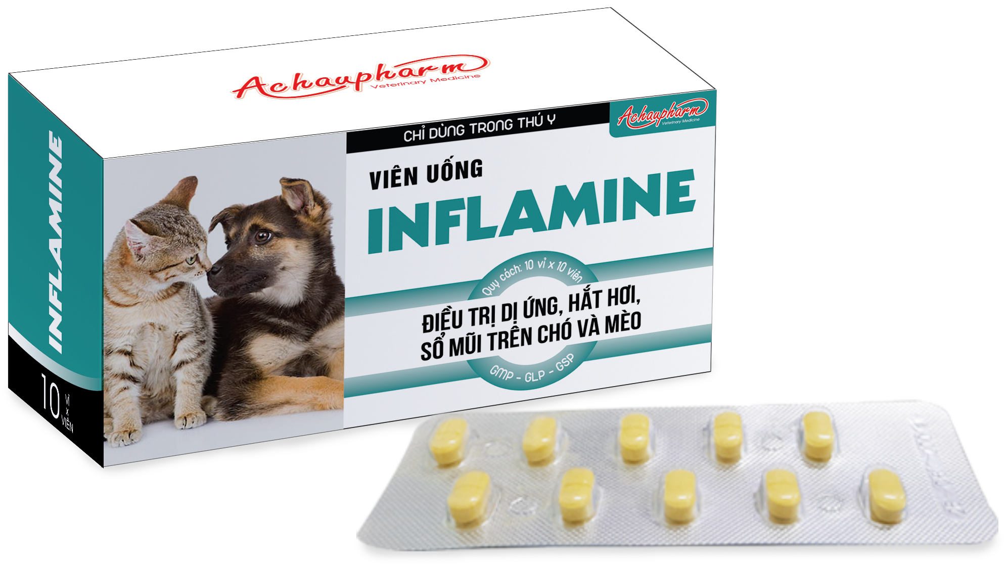 Viên uống INFLAMINE điều trị dị ứng, hắt hơi, sổ mũi trên chó mèo (Hộp 100 viên)