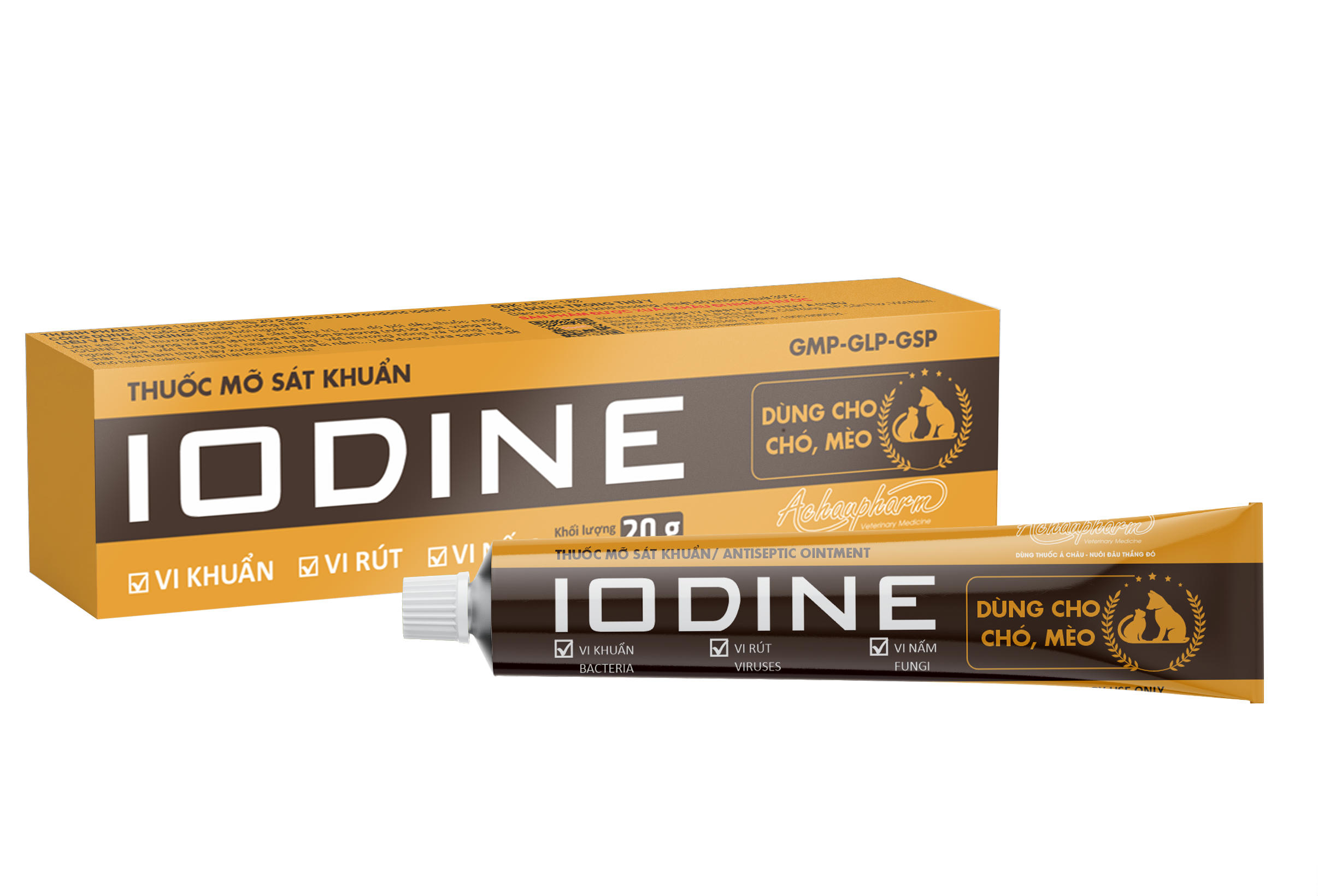Thuốc mỡ IODINE sát khuẩn, chống nấm dùng cho chó mèo (20g)