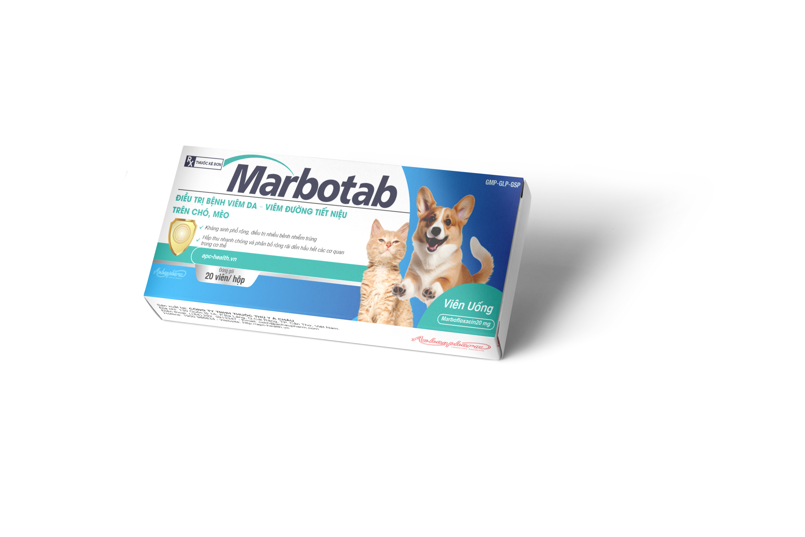 Viên uống MARBOTAB điều trị viêm da, viêm đường tiết niệu trên chó mèo (Hộp 100 viên)