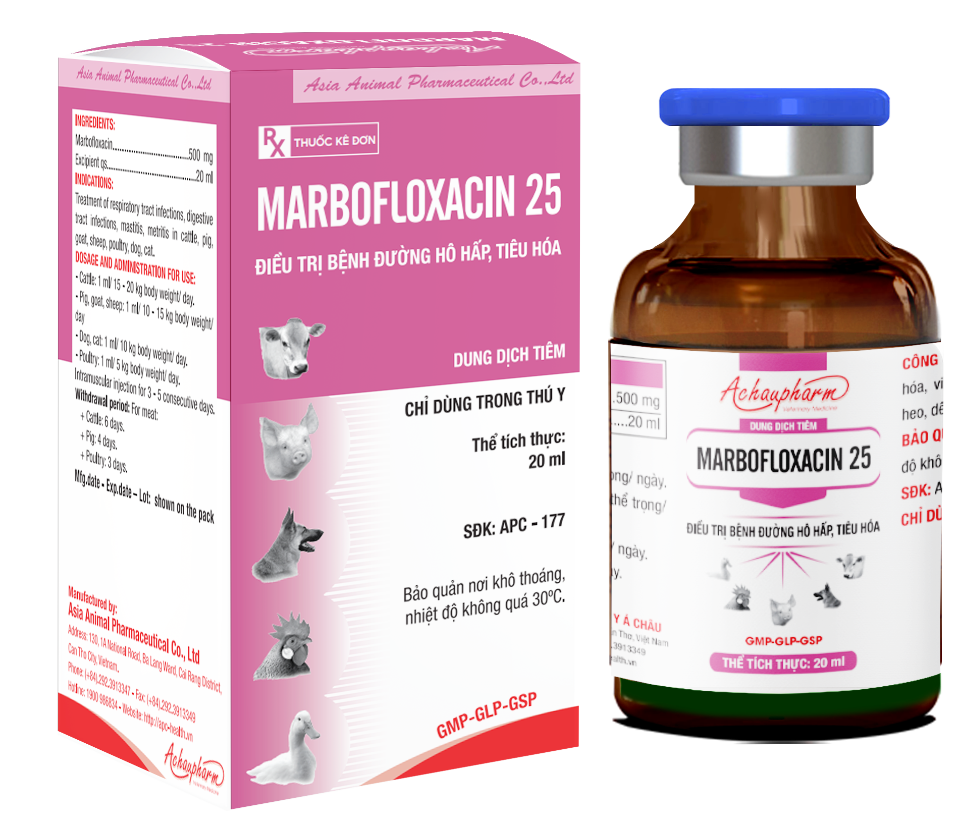 Thuốc tiêm MARBOFLOXACIN 25 điều trị bệnh đường hô hấp, tiêu hóa (20ml, 100ml)