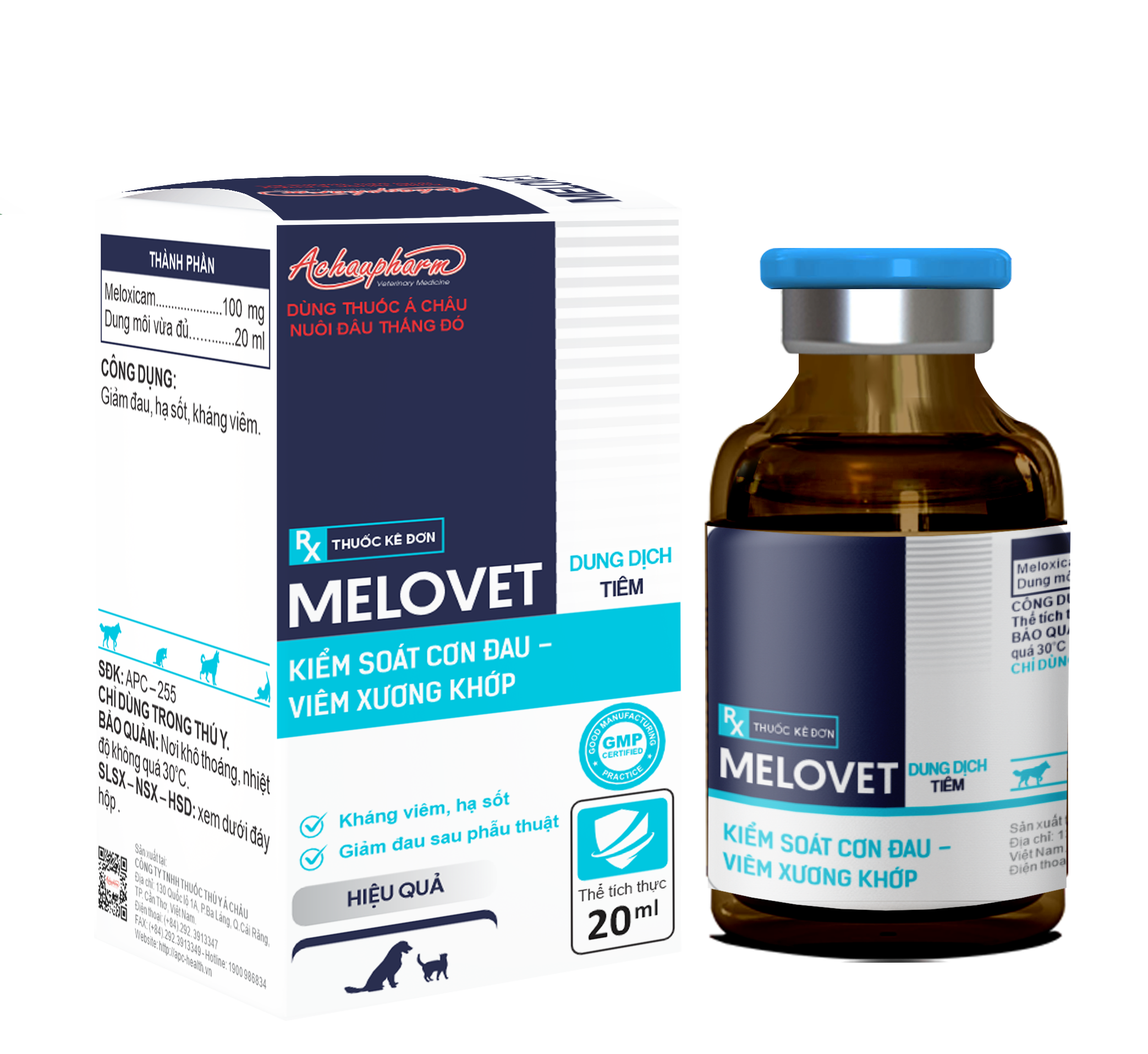 Thuốc tiêm MELOVET kiểm soát cơn đau, viêm xương khớp (20ml, 100ml)