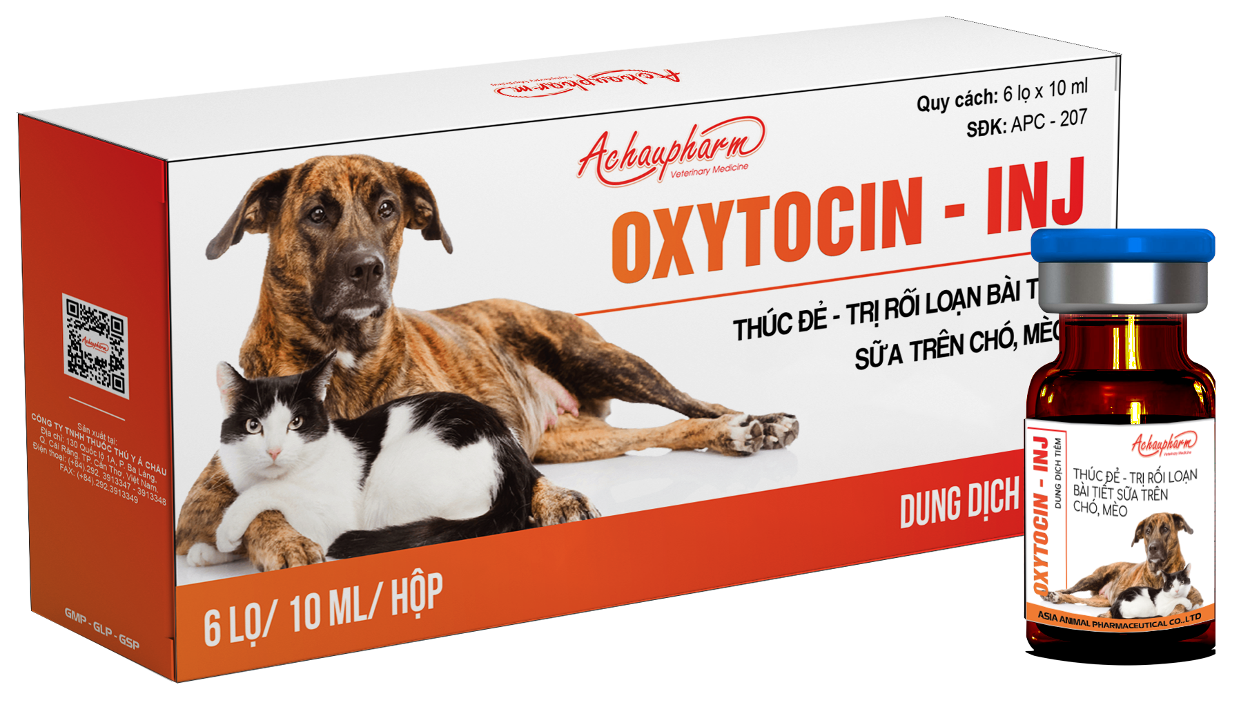 Thuốc tiêm OXYTOCIN-INJ thúc đẻ, trị rối loạn bài tiết sữa trên chó mèo (10 lọ x 10ml)